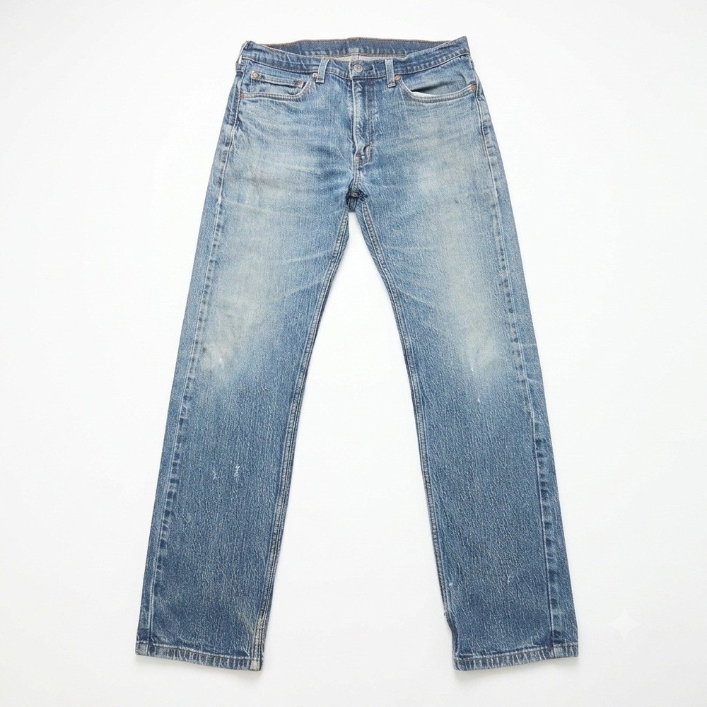 Levis 505 Jeans Mens 34x34 Regular Fit Straight Leg Medium Wash Faded Denim